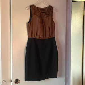 LIMITED Brown Satin and Black Knit Sleeveless Sheath Dress. NWT. Size 8.